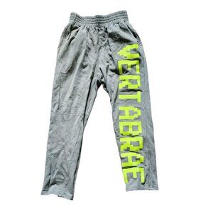 Vertabrae Sweatpants Size L Olive Army Green Fluorescent Logo Spellout Thick